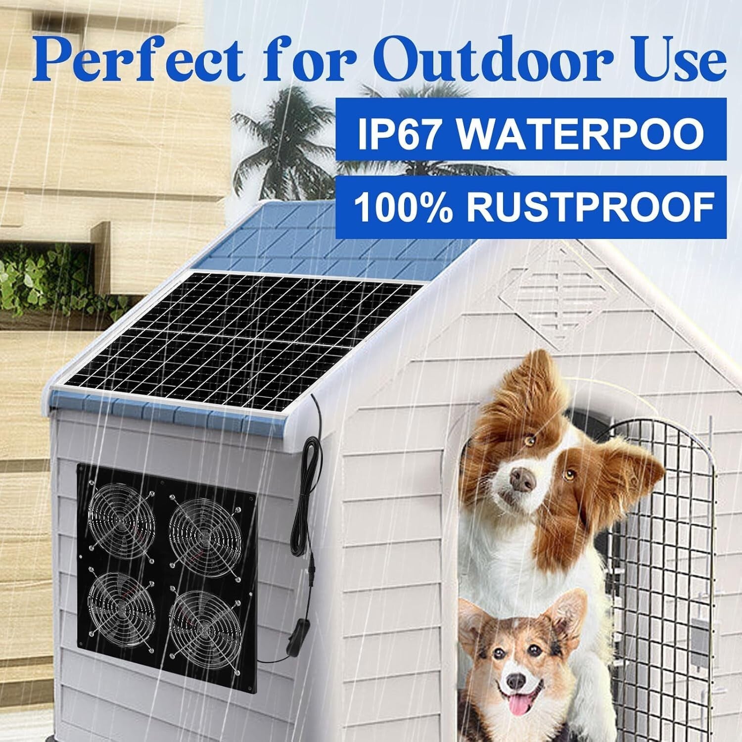 High Efficiency Solar Ventilation Fan - 25W Solar Panel for Barns & Dog Houses