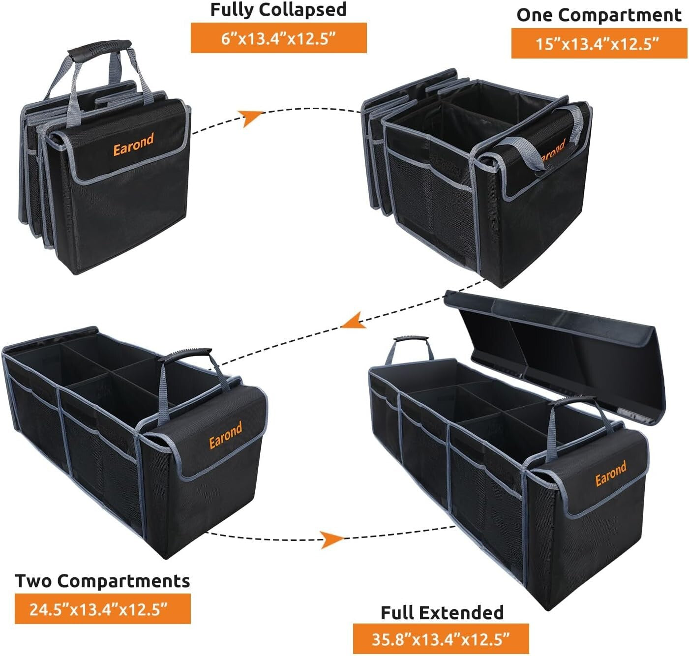 Premium Car Trunk Organizer with Lid - Lightweight & Functional for Safe Travel