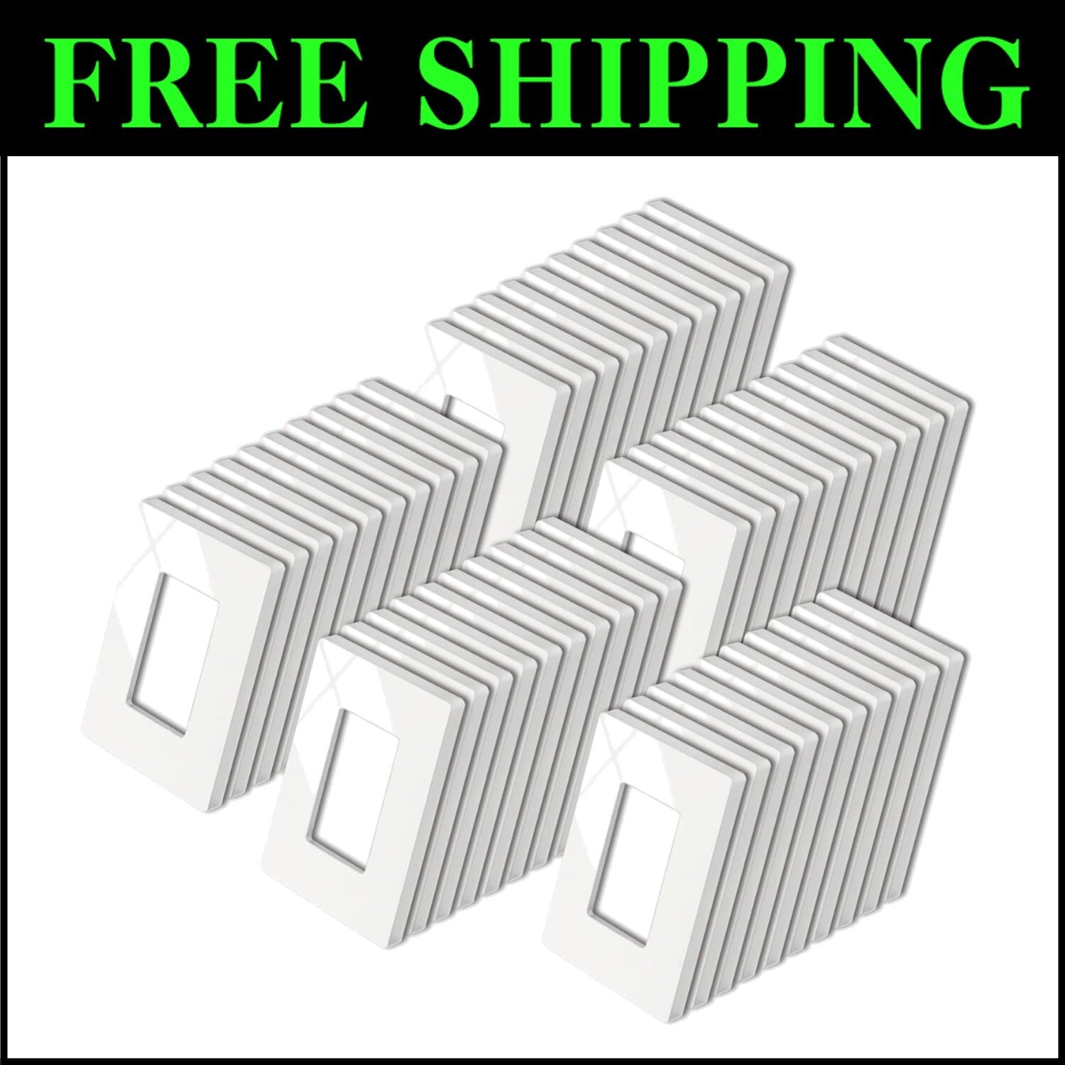 Screwless Wall Plate Pack of 50 - Rectangular 1 Gang Gloss Off White Covers