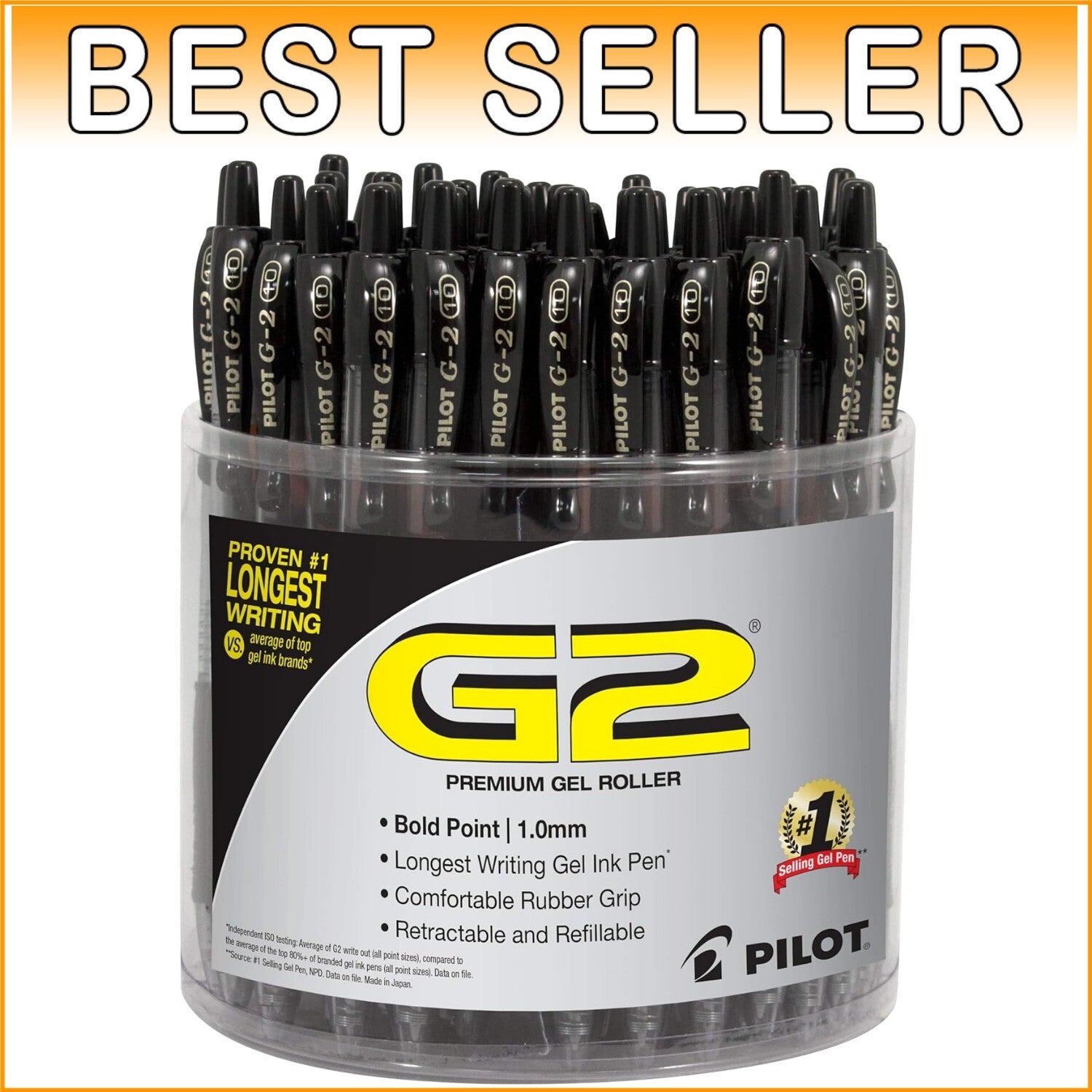 G2 Premium Gel Roller Pens, Bold 1mm Point, 48-Count Tub for Smooth Writing