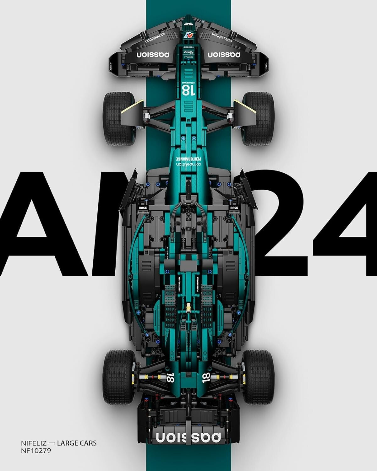 1:8 Scale AM24 F1 Racing Car Set - Engaging 2351PCS Model for Motorsport Lovers