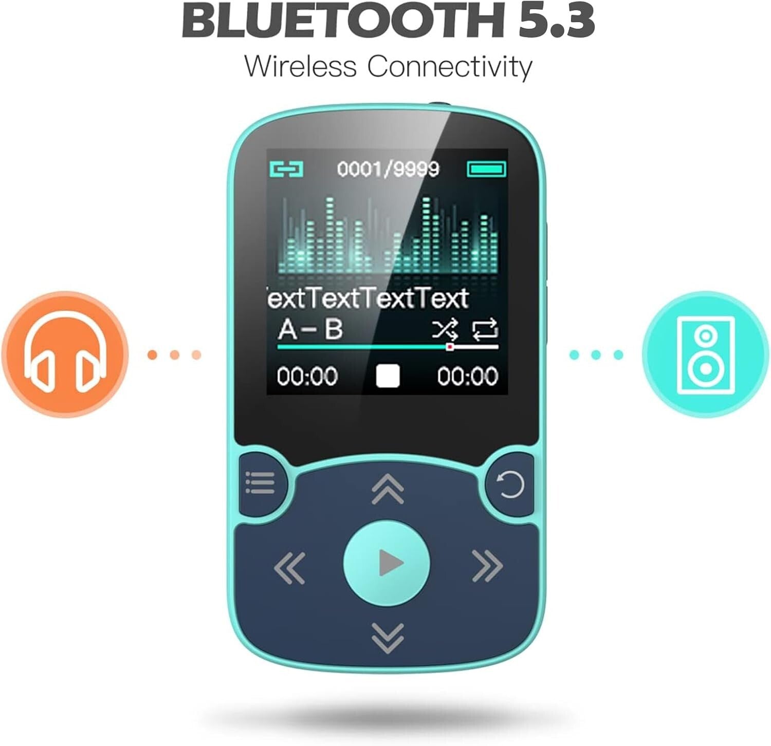 64GB Bluetooth 5.3 MP3 Player with Clip - Ultimate Sport Companion in Blue