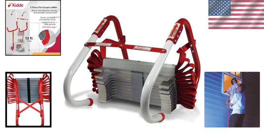 13-Foot Fire Safety Ladder with Zinc-Plated Rungs - Ideal for Emergency Use