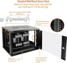 Load image into Gallery viewer, Stylish 9U Server Cabinet with Locking Glass Door - Ideal for A/V Equipment