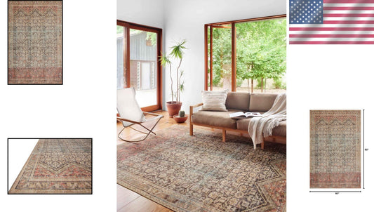 5' x 7'6" Low Profile Charcoal/Multi Area Rug - Stain Resistant for High Traffic