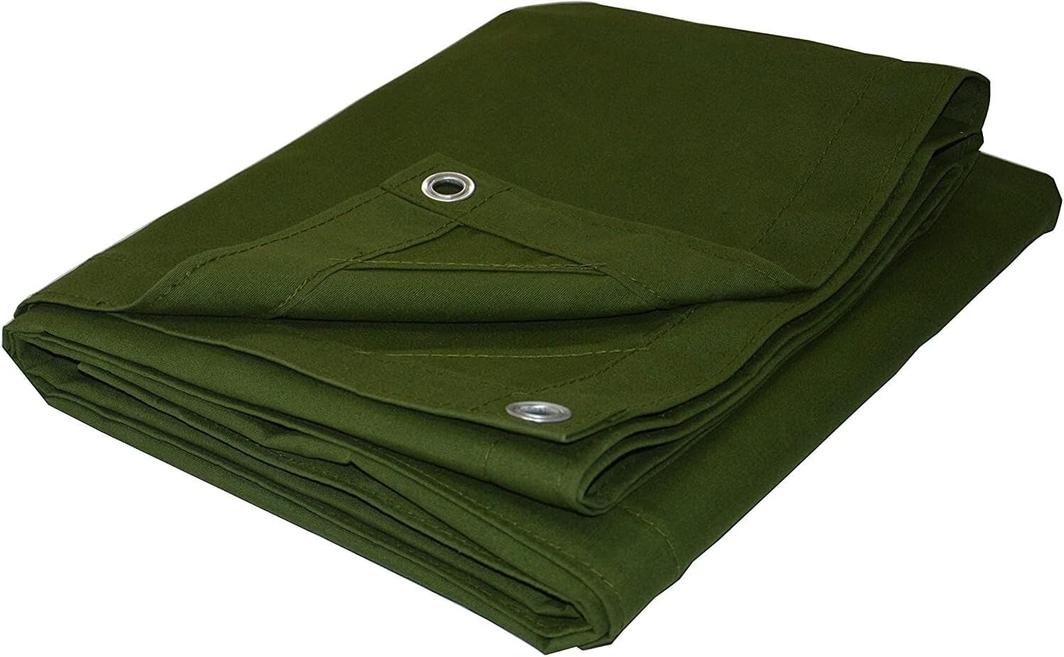 Multipurpose 8'x10' Olive Green Canvas Tarp - Ideal for Camping & Hunting