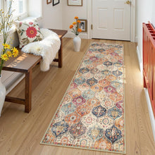 Load image into Gallery viewer, Soft Cream/Multi Vintage Runner Rug, Ideal for Kitchen &amp; Bathroom Spaces
