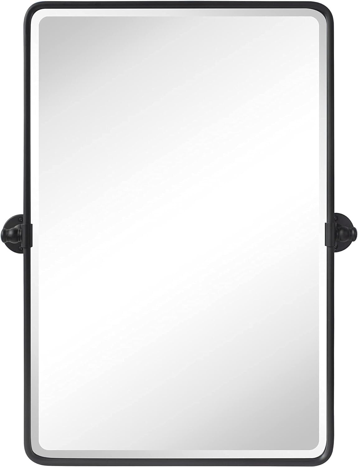 Beveled Rectangular Black Metal Framed Bathroom Mirror - 30x20" Tilting Design