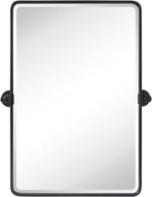 Load image into Gallery viewer, Beveled Rectangular Black Metal Framed Bathroom Mirror - 30x20" Tilting Design