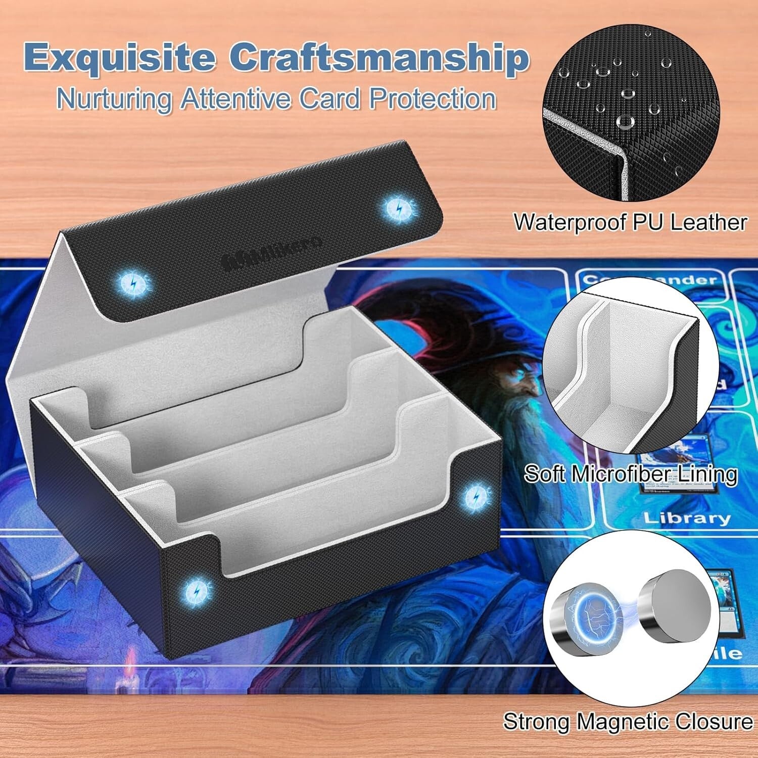 Luxury Leather Trading Card Storage Box with Magnetic Closure for 1800+ Cards