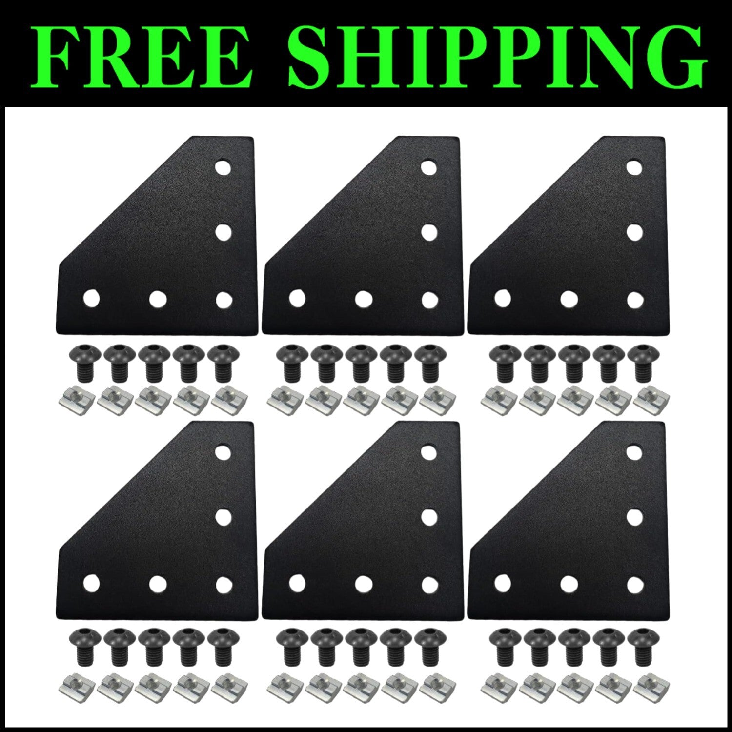 Durable 6-Piece L Bracket Set with T-Nuts & Screws - Perfect for Aluminum Builds