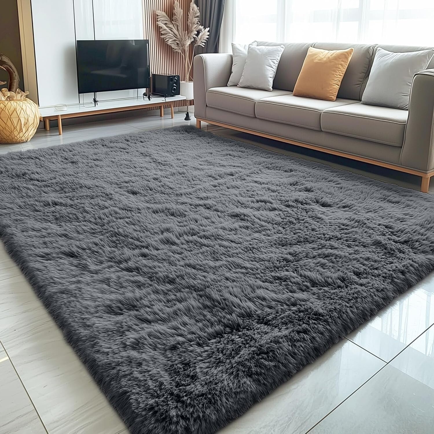 5x7 Machine Washable Shaggy Area Rug – Soft, Cozy Living Room & Bedroom Decor