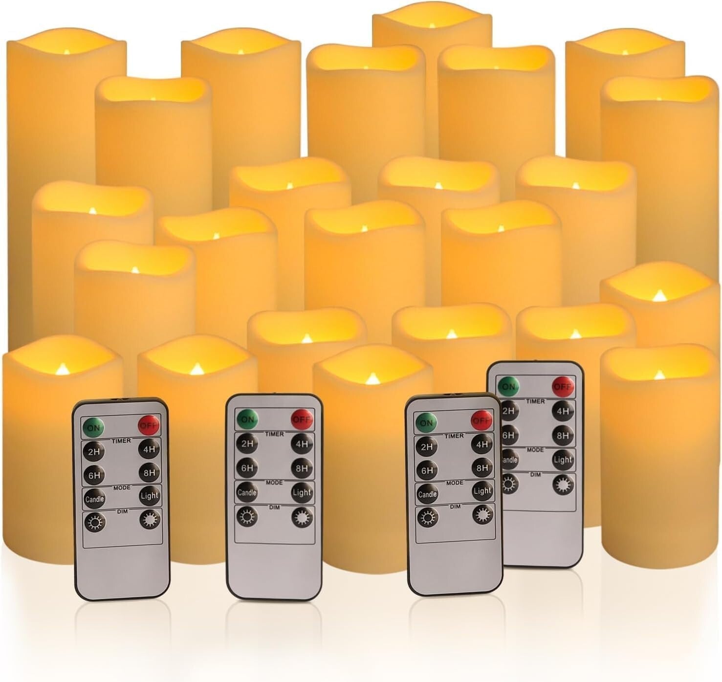 Elegant Outdoor Indoor Flameless LED Candles Set of 24 with Remote Control Timer