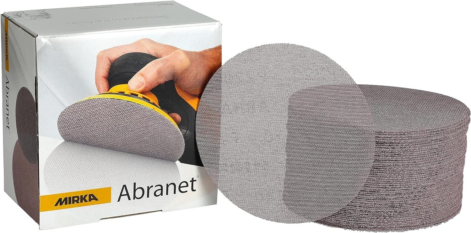 50 Pack of 6-Inch Abranet Sanding Discs - Aluminum Oxide, Dust-Free Performance