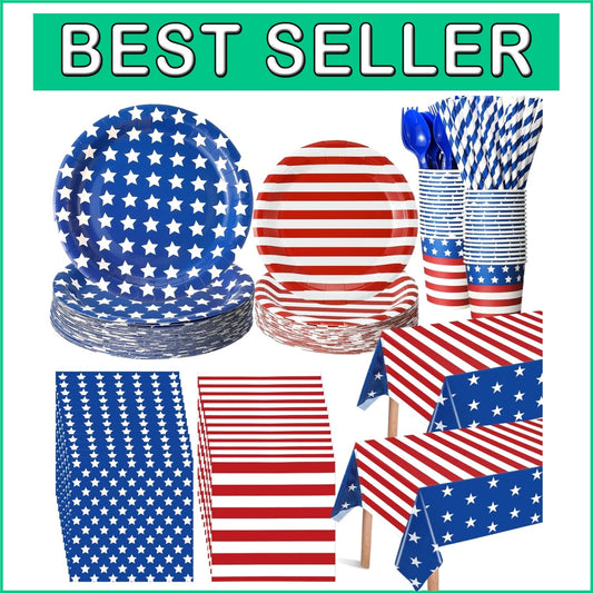 American Flag Themed 452 Pcs Disposable Party Set for 4th of July Festivities