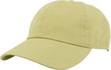 Load image into Gallery viewer, Wholesale Bulk of 12 Light Yellow 100% Cotton Adjustable Baseball Caps