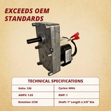 Load image into Gallery viewer, 1 RPM Englander Auger Motor - Easy Install for Pellet Stoves &amp; Multi-Fuel Models