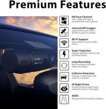 Load image into Gallery viewer, Full HD Dual Camera Car Dash Cam with Infrared Night Vision &amp; Supercapacitor