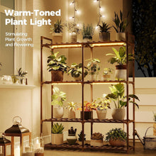 Load image into Gallery viewer, Carbonized Wood Indoor Plant Shelf with Built-In Grow Lights – 16 Plant Holder