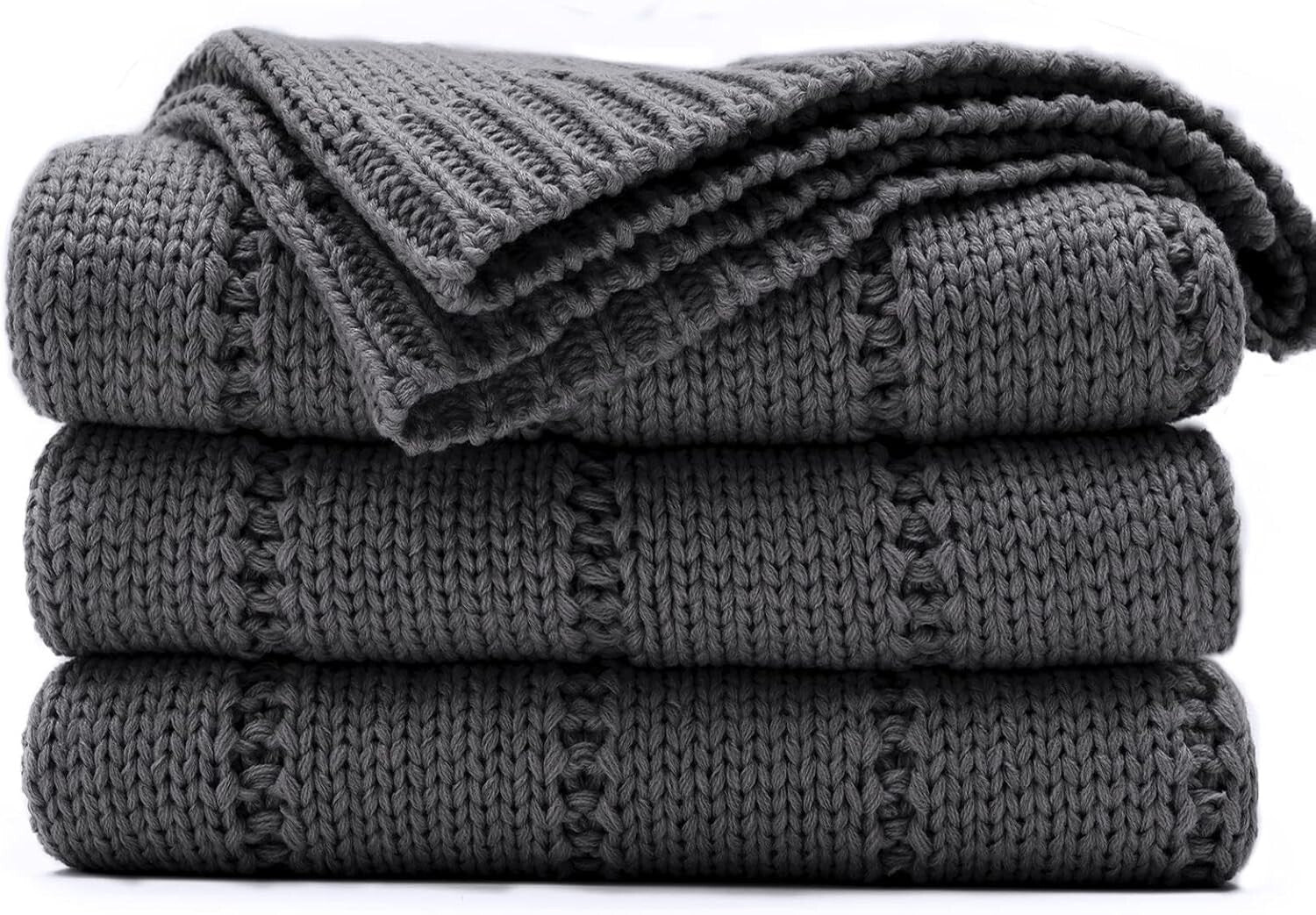 Luxurious Soft Chunky Knit Blanket in Dark Grey - Perfect for Relaxing Moments