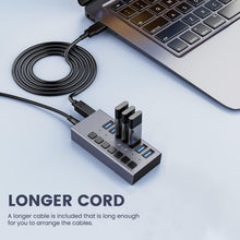 Load image into Gallery viewer, Compact USB 3.0 Hub with 7 Ports &amp; On/Off Switches for Secure Connectivity
