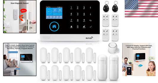 Complete 20-Piece Wireless Alarm System with Dual Network for Home Protection