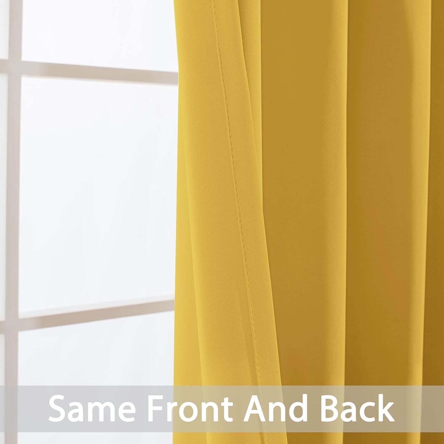 Room Darkening Soft Thermal Mustard Yellow Curtains - Set of 2 Grommet Panels