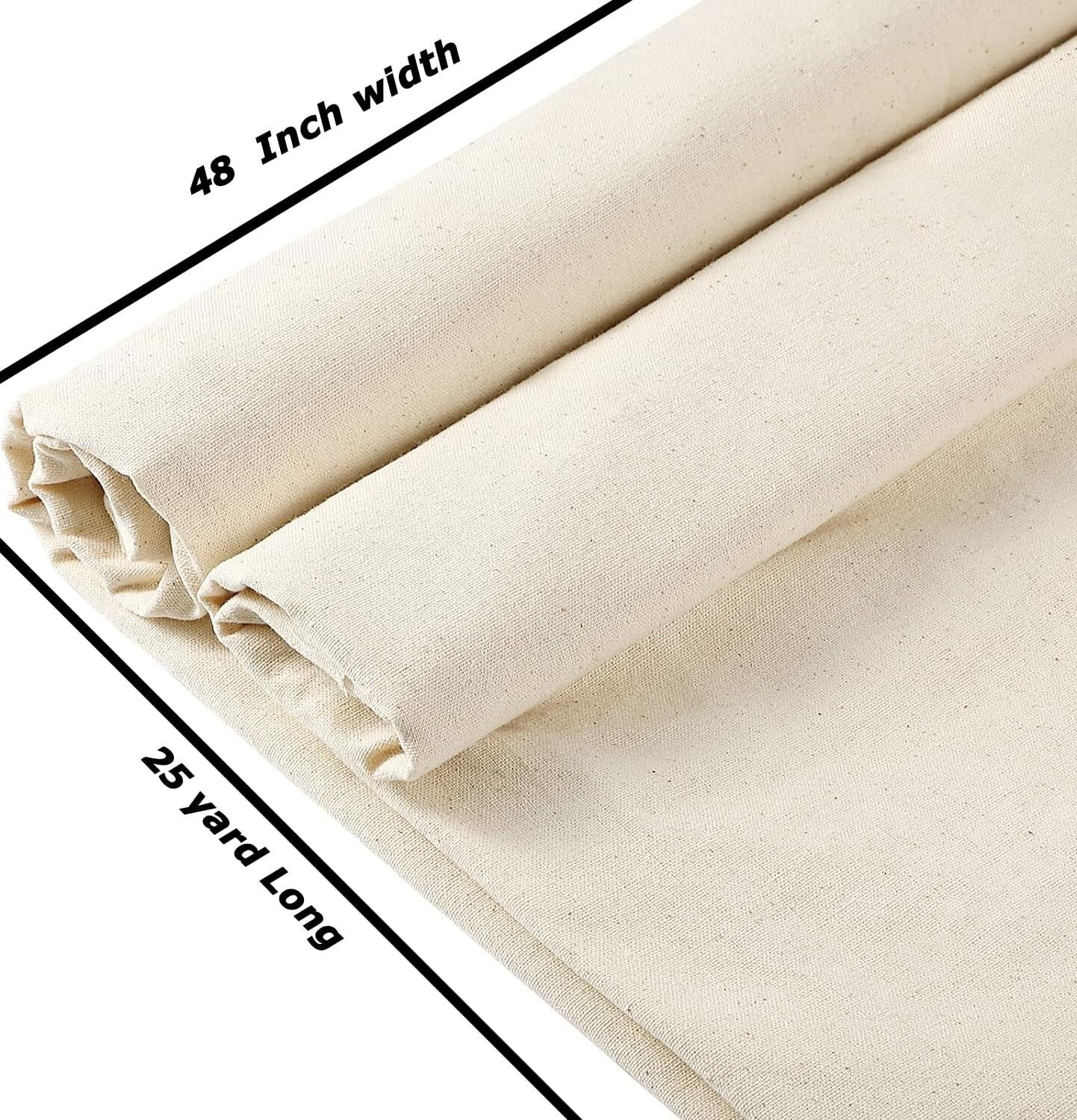 Versatile 25 Yards Natural Cotton Muslin Fabric - Ideal for Quilting & Draping