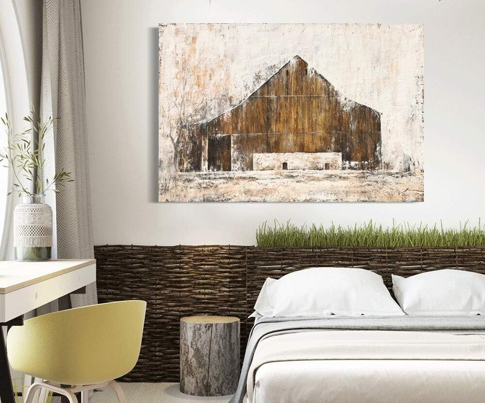 Beautiful 28x20 Rustic Barn Canvas Wall Art - Ready to Hang Farmhouse Charm