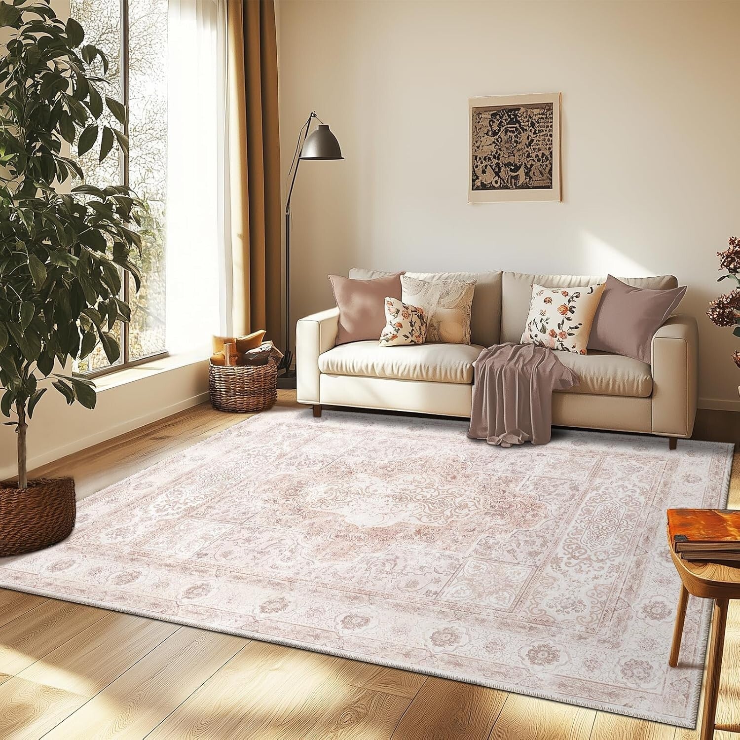 Cozy 8x10 Machine Washable Area Rug – Stylish Non-Slip Low Pile Home Decor