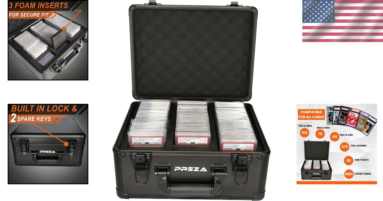 Compact Lockable Trading Card Case - 36L Storage for Graded Card Collections