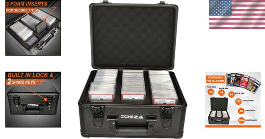 Compact Lockable Trading Card Case - 36L Storage for Graded Card Collections