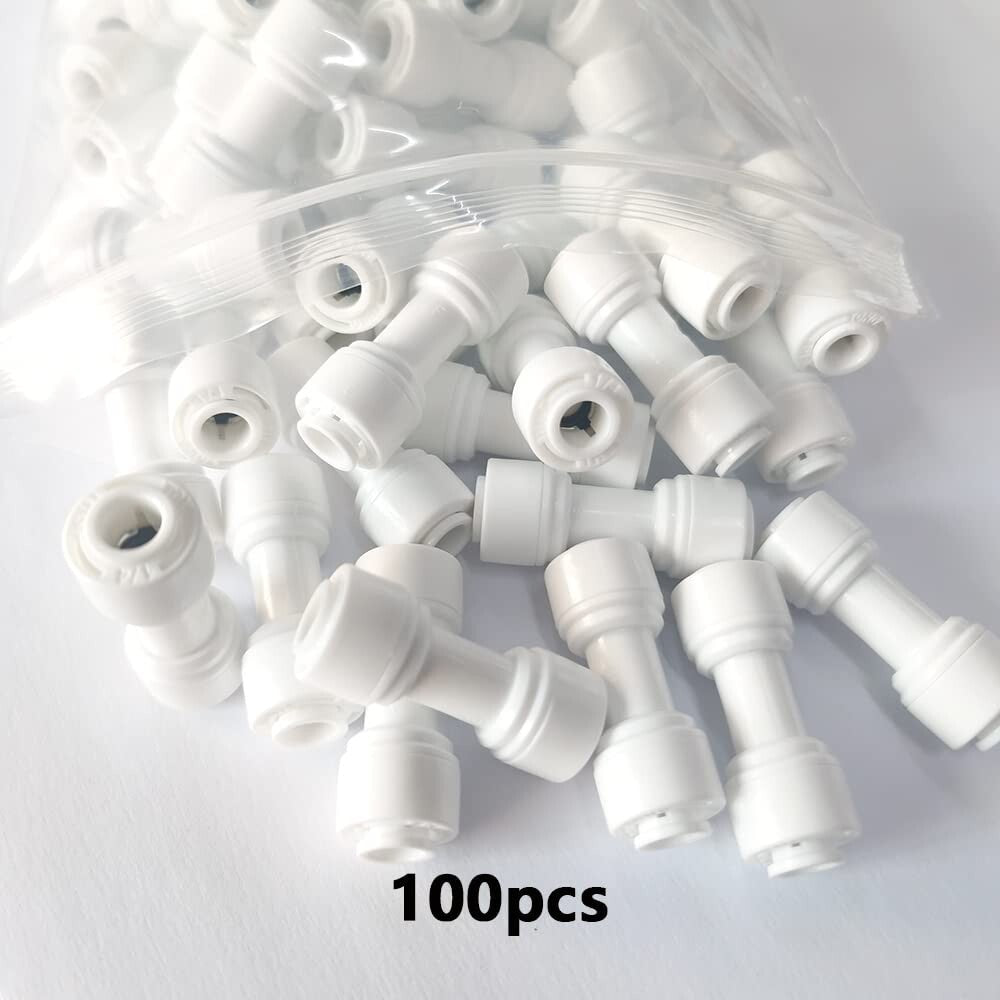 Pack of 100 - 1/4" OD Push-Fit Water Purifier Straight Union Connectors