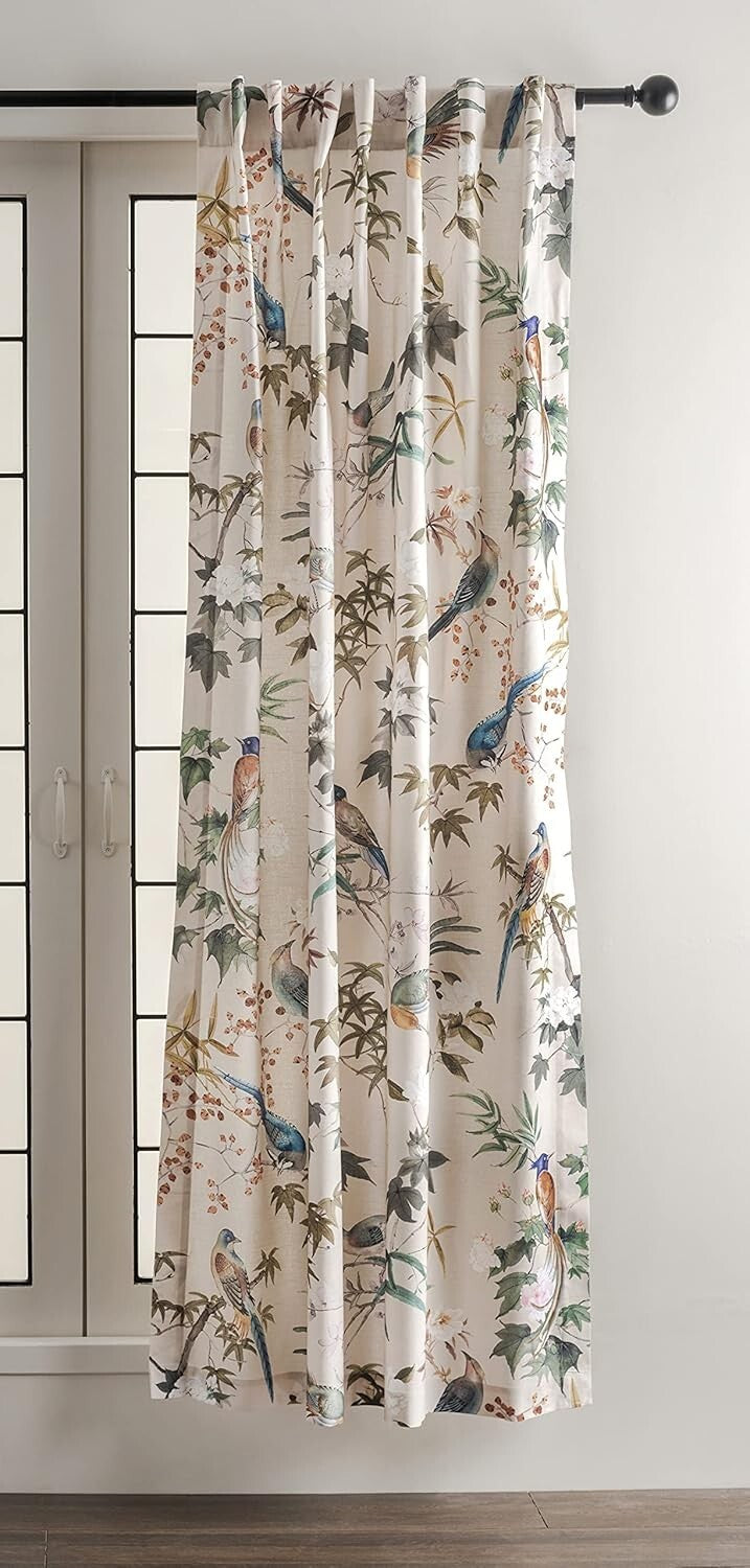 Elegant 84" Cotton Toile Curtains in Beige - Perfect for Cozy Interiors