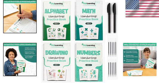 Educational Handwriting Kit - Fun Practice Workbooks with Magical Ink for Kids