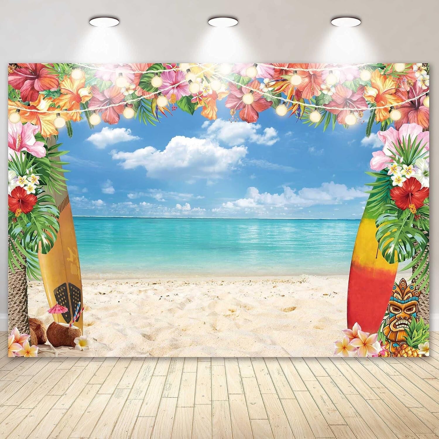 10x8ft Tropical Palms Photography Background - Reusable for Luau Decorations