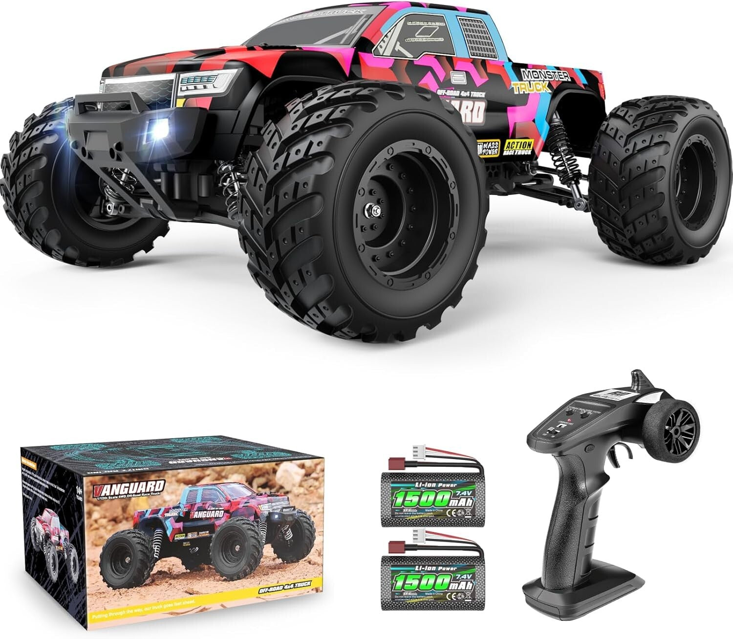 Fast 1:12 Scale RC Monster Truck - 38 km/h 4WD Electric Toy for Kids & Adults