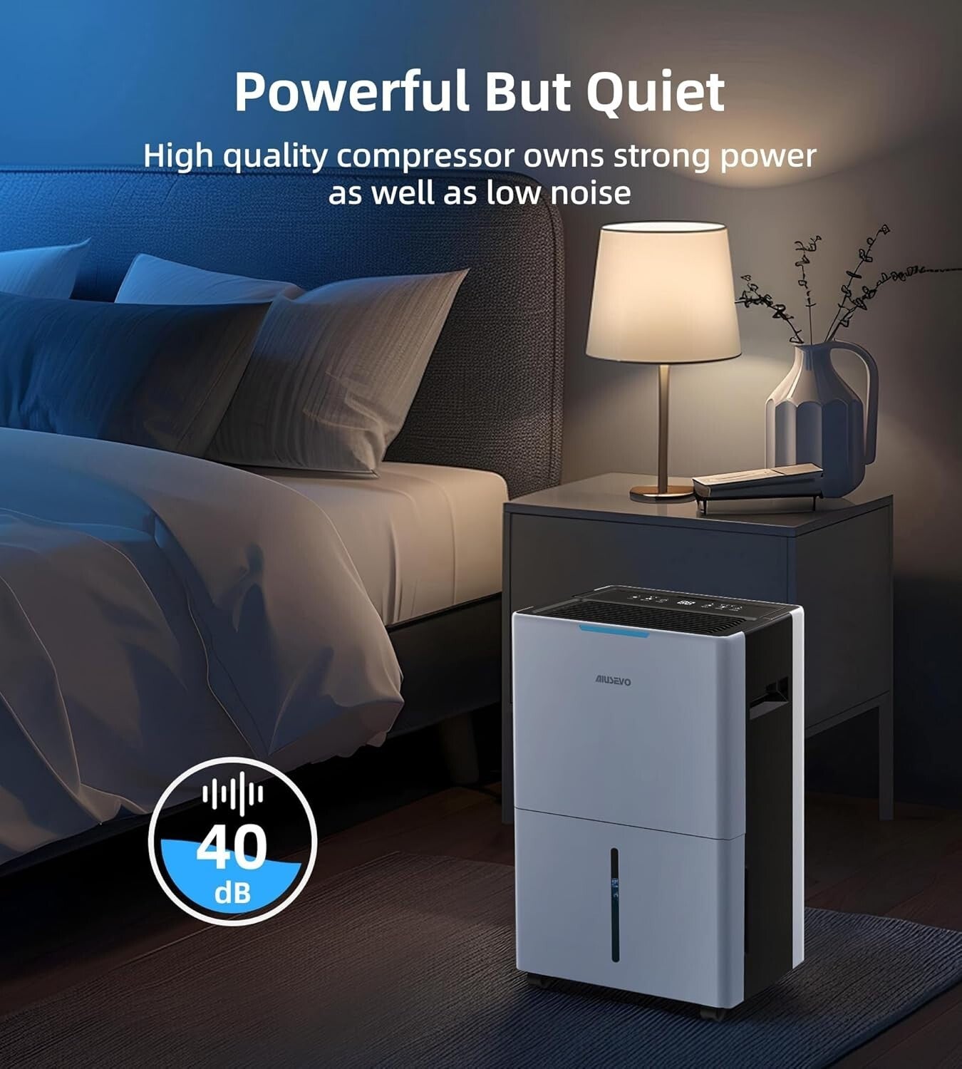 Portable 5000 Sq. Ft Dehumidifier with Continuous Drainage & Three Modes