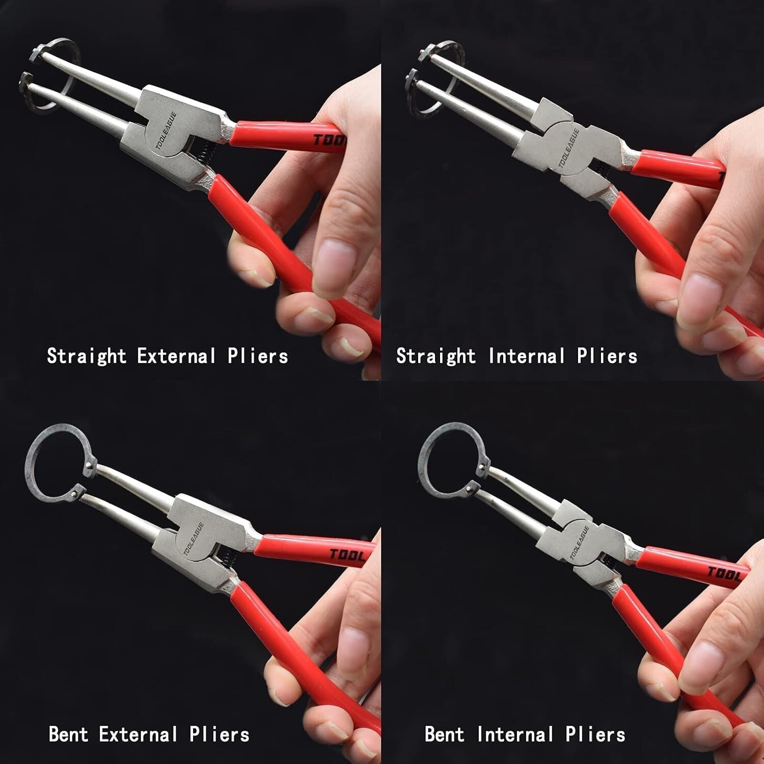 Durable 4-Piece Snap Ring Plier Set - 13'' Ergonomic Tools for Easy Ring Removal