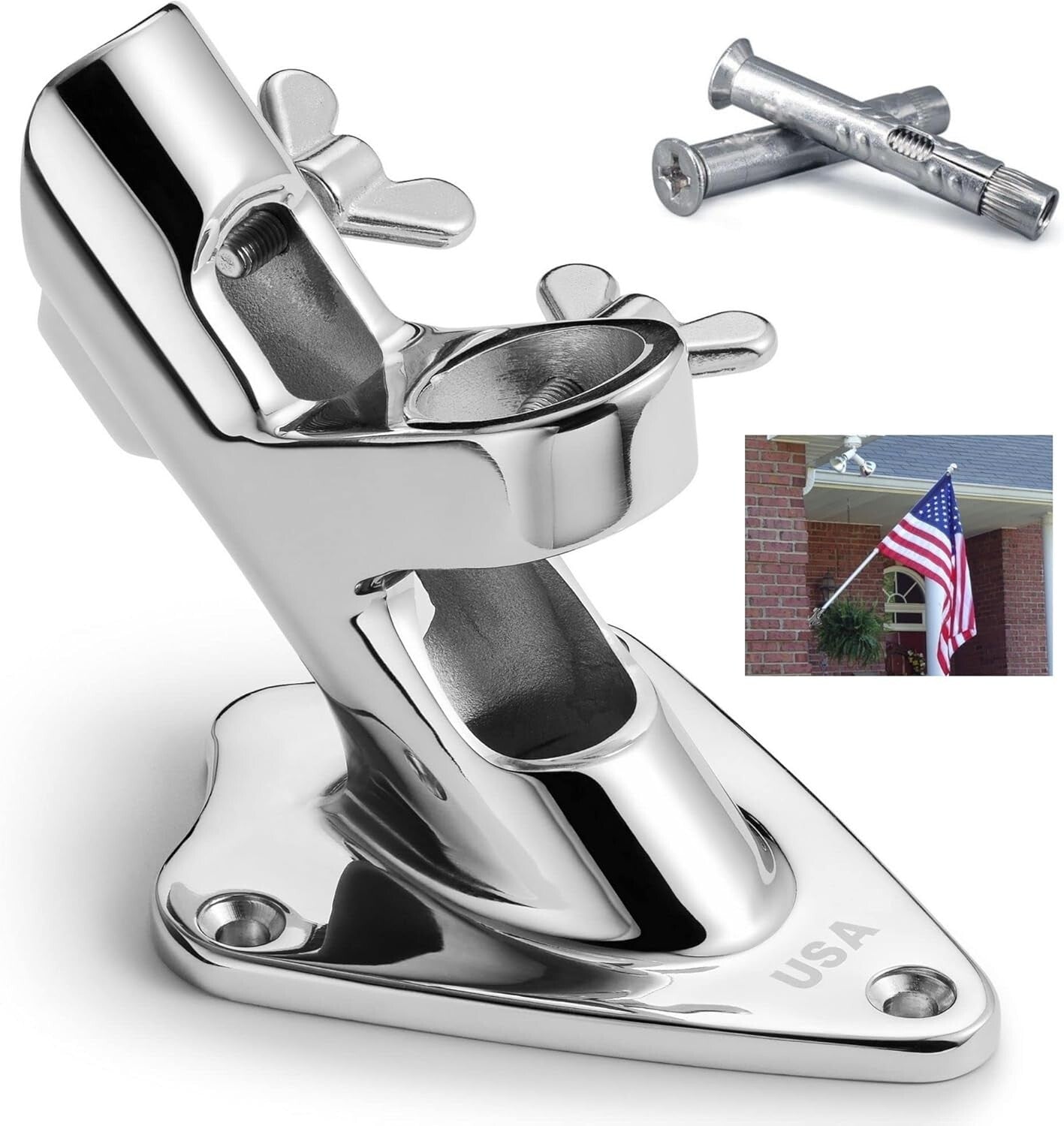 Corrosion-Resistant Flag Pole Mount with 316 Stainless Steel Hardware - 1 Inch
