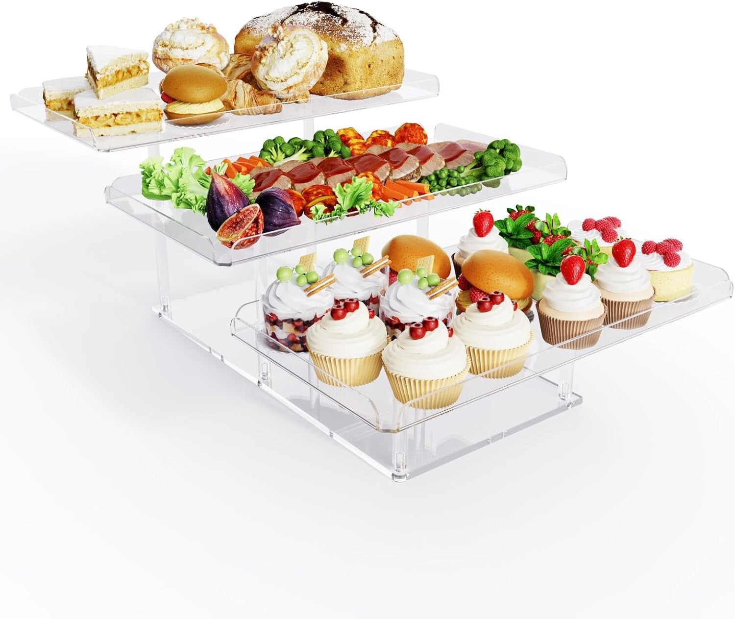 Sophisticated Tiered Dessert Display Stand - Polished Acrylic for Celebrations
