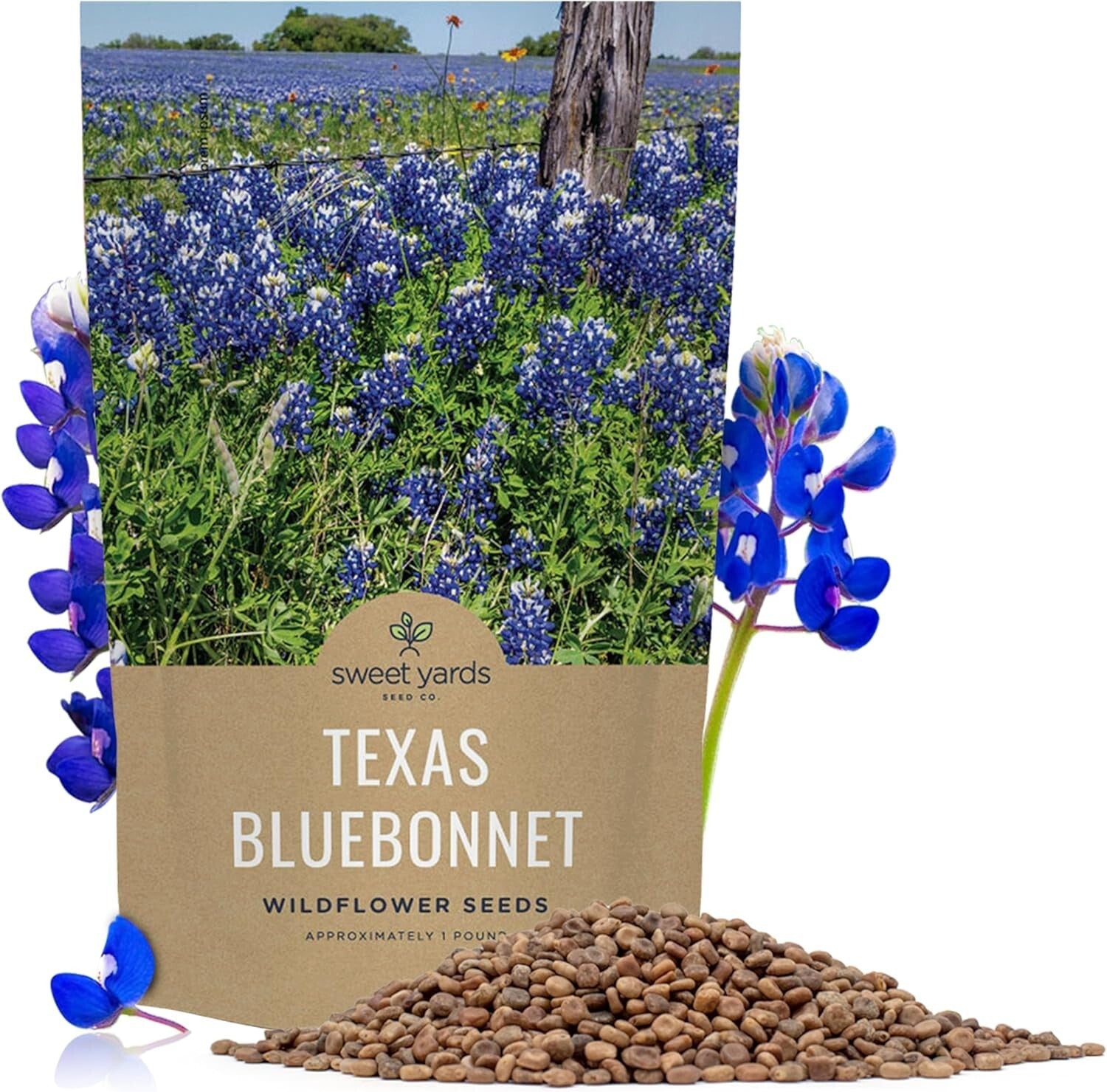 Guaranteed Growth 1 lb Texas Bluebonnet Wildflower Seeds - Perfect Garden Gift