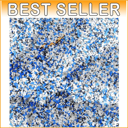 Durable Epoxy Garage Floor Paint with Black, White, Blue & Gray Decorative Chips