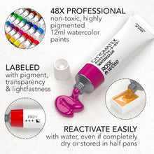Load image into Gallery viewer, Premium 84-Piece Watercolor Set with Brushes, Paper &amp; Tutorials Included