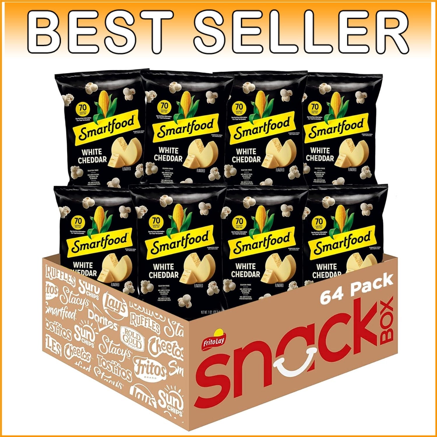Cheesy White Cheddar Popcorn Bulk Pack - 64 Snack Bags for Wholesome Fun