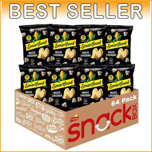 Cheesy White Cheddar Popcorn Bulk Pack - 64 Snack Bags for Wholesome Fun