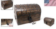 Load image into Gallery viewer, X-Large Antique Style Pirate Chest with Iron Lock &amp; Skeleton Key - 16x11x10.5
