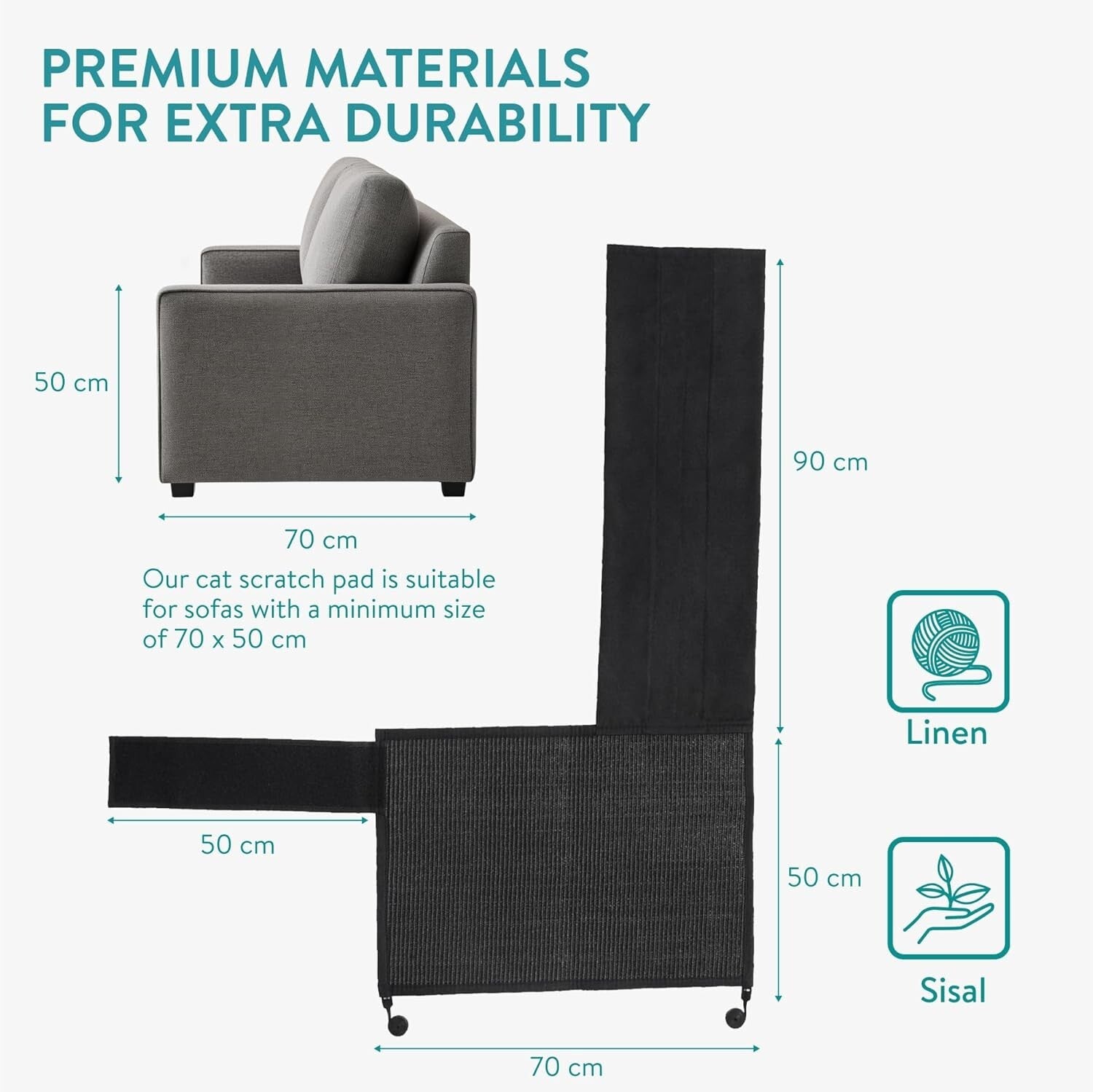 Natural Sisal Cat Scratch Mat – Elegant Protector for Couch & Sofa (Left Side)