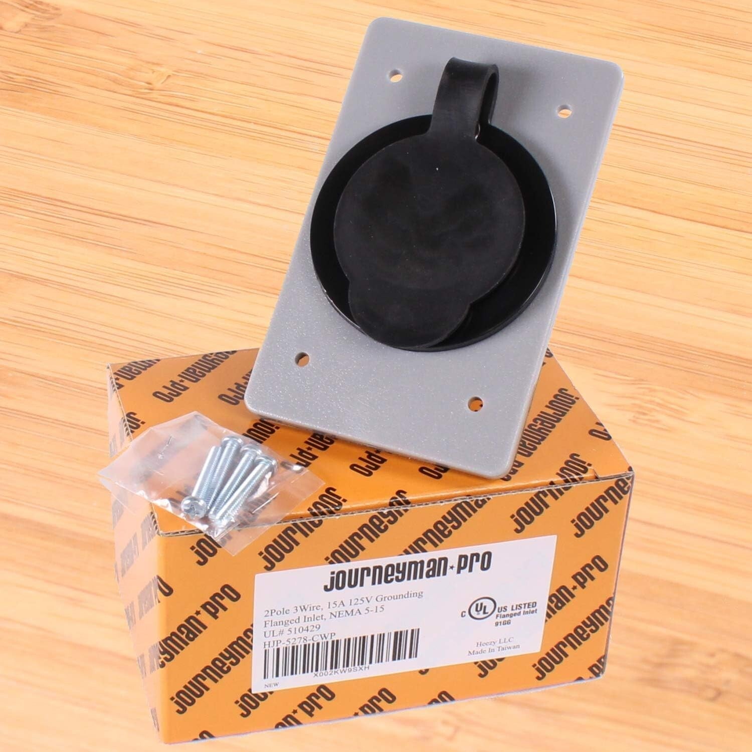 Industrial Grade 15 AMP Flanged Power Inlet with Integrated Nylon Faceplate