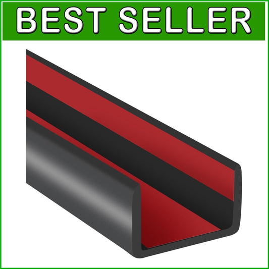 Durable Rubber U Channel Edge Protector - 20ft Black Trim for Tables & Cabinets